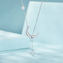 925 Sterling Silver Pavé Setting CZ Moon Necklace for Women-4