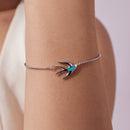 925 Sterling Silver Synthetic Opal Bracelet with White Gold Plating-5