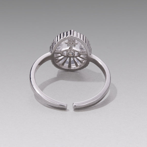 925 Sterling Silver Ring with Transparent Glass & Nano Opal, Width 0.18cm, Style E, for Women