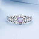 925 Sterling Silver Opal and CZ Stackable Ring in Size 6 for Women-6