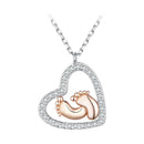 925 Sterling Silver Necklace with CZ in Rose Gold and Platinum Finish, 400mm Chain Length for Women-1