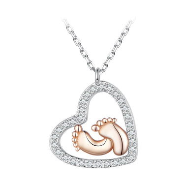 925 Sterling Silver Necklace with CZ in Rose Gold and Platinum Finish, 400mm Chain Length for Women