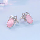 925 Sterling Silver White Gold Plated Earrings with Transparent Glass, 1.6x1.2cm for Women-5