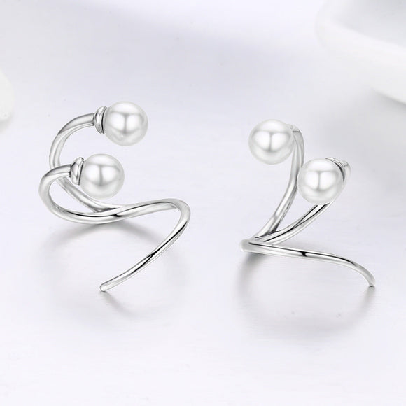 925 Sterling Silver Oxidized Earrings with Shell Pearl for Women