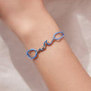 925 Sterling Silver Adjustable White Gold Bracelet with CZ Pendants for Women-7
