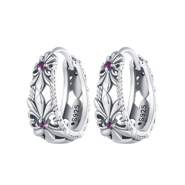 925 Sterling Silver Earrings with Pavé Setting and Oxidized Finish