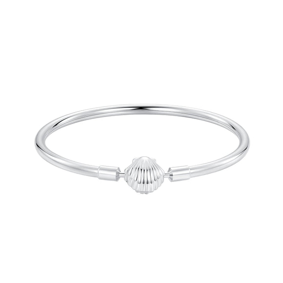 925 Sterling Silver White Gold Plated Bracelet 17.0 cm Inner Diameter 55mm for Women