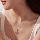 925 Sterling Silver Necklace with White Gold Plating and CZ - 40+5cm for Women-6