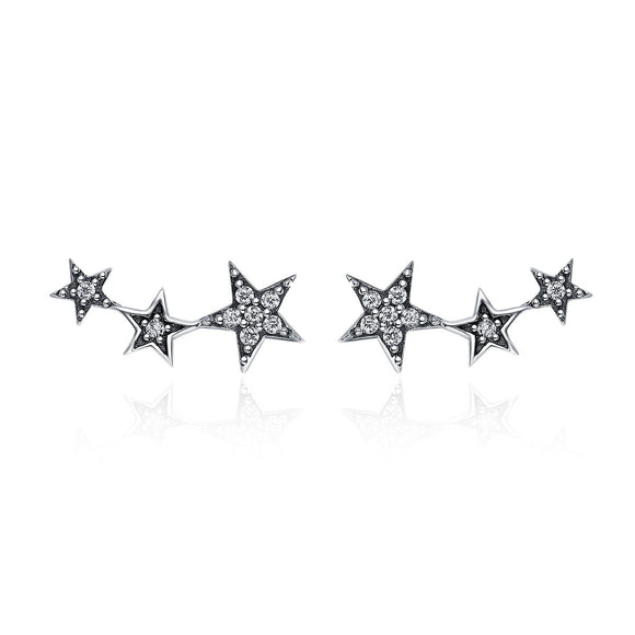 925 Sterling Silver Oxidized Silver Pavé Setting CZ Earrings