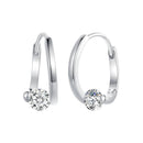 925 Sterling Silver Earrings with Pavé Setting CZ, Platinum Plated, 15x7mm for Women-1