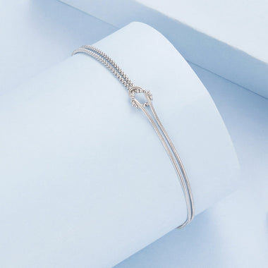 925 Sterling Silver & Plated White Gold Bracelet for Women - 0