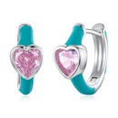 925 Sterling Silver Hoop Earrings with White Gold Plating and CZ-1