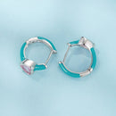 925 Sterling Silver Hoop Earrings with White Gold Plating and CZ-4
