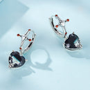 925 Sterling Silver Earrings with Pavé Setting CZ - Oxidized Silver - 2.3cm x 0.9cm - For Women-3