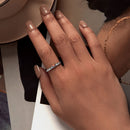 925 Sterling Silver Pavé Setting CZ Oxidized Ring | Size Nan | Style E-6
