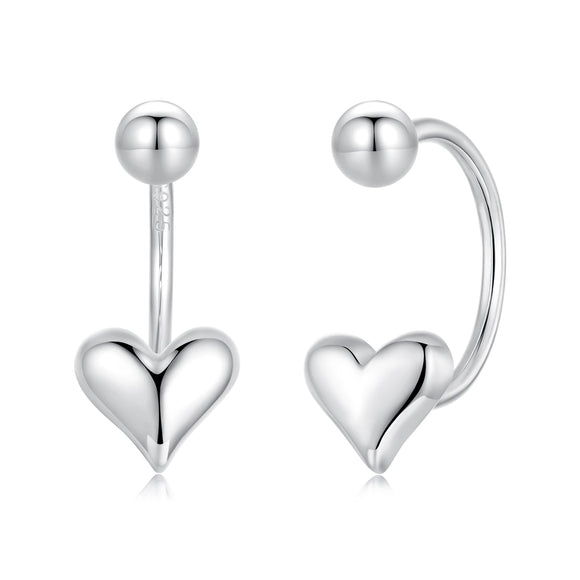 925 Sterling Silver Earrings with White Gold Plating, 1.3x0.58cm for Women