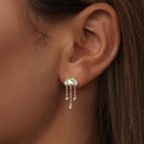 925 Sterling Silver Earrings with Pavé Setting CZ and Transparent Glass-6