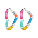 925 Sterling Silver Enamel Plated Earrings 14*2mm for Women-2