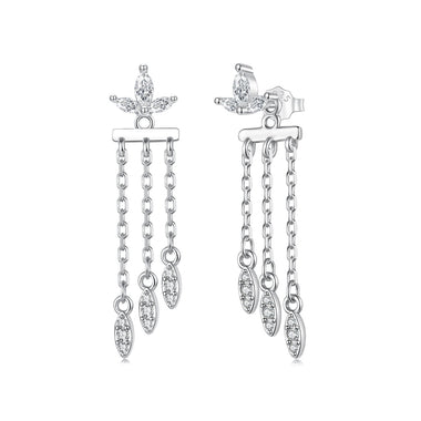 925 Sterling Silver Earrings with White Gold Plating and CZ