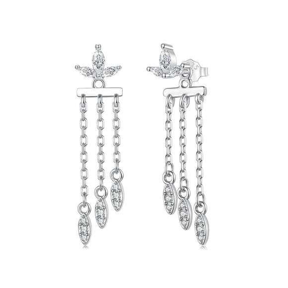 925 Sterling Silver Earrings with White Gold Plating and CZ