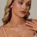 925 Sterling Silver Necklace with CZ in Pavé Setting, 400+50mm Length for Women-8