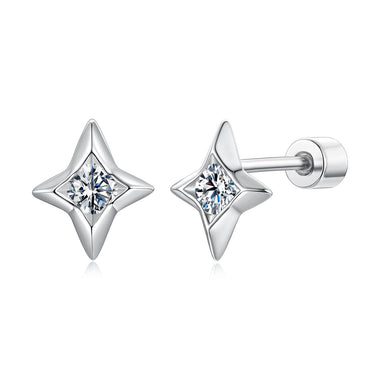 925 Sterling Silver Moissanite Earrings 0.8cm for Women