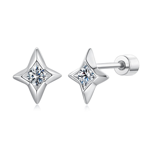 925 Sterling Silver Moissanite Earrings 0.8cm for Women