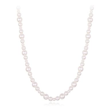 925 Sterling Silver White Gold Plated Necklace with Synthetic Pearls for Women