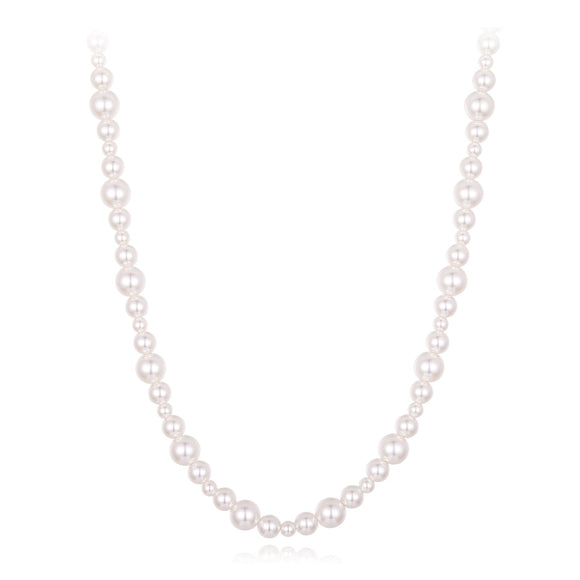 925 Sterling Silver White Gold Plated Necklace with Synthetic Pearls for Women
