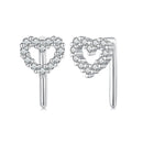 925 Sterling Silver Earrings with Pavé Setting and CZ - Size 10mm x 6mm-2