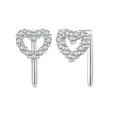 925 Sterling Silver Earrings with Pavé Setting and CZ - Size 10mm x 6mm - 0