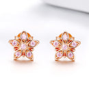 925 Sterling Silver Rose Gold Plated Pavé Setting CZ Earrings-3