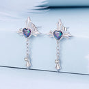 925 Sterling Silver Earrings with CZ and Glass, 24x13mm for Women-3