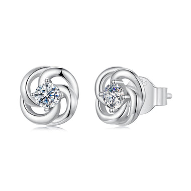 925 Sterling Silver Moissanite Earrings, 0.3cm, White Gold Plated, for Women