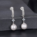 925 Sterling Silver Moissanite and Synthetic Pearl Earrings for Women-2