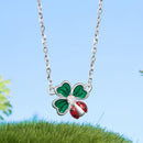 925 Sterling Silver Necklace with Enamel, White Gold Plated, 40+5 cm Chain Length, Women's Jewelry-2
