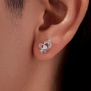 925 Sterling Silver Earrings with Pavé Setting CZ in White Gold-5