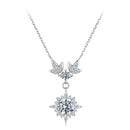 925 Sterling Silver Moissanite Pendant Necklace with Pavé Setting in White Gold - 40+5cm for Women-2