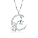 925 Sterling Silver Adjustable Moonstone Necklace with CZ Accents for Women-1