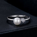 925 Sterling Silver Moissanite & Freshwater Pearl Ring 3mm Size 6 for Women-4