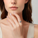 925 Sterling Silver Synthetic Turquoise Ring for Women - Oxidized Silver, Width: 0.12cm, Size: 0.5-0.7cm-7