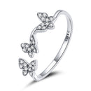 925 Sterling Silver Oxidized Butterfly Ring with Pavé Setting CZ for Women-3
