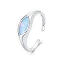 925 Sterling Silver White Gold Plated 1.9mm Transparent Glass Ring-4