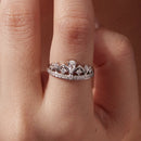 925 Sterling Silver Pavé Setting CZ White Gold Plated Ring Size 6 for Women-5
