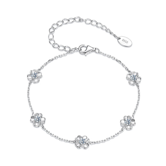 925 Sterling Silver 0.1 Carat Moissanite Bracelet for Women