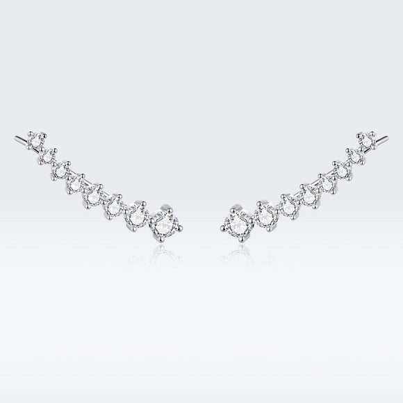 925 Sterling Silver Earrings with Pavé Setting CZ - 2.9*0.7cm