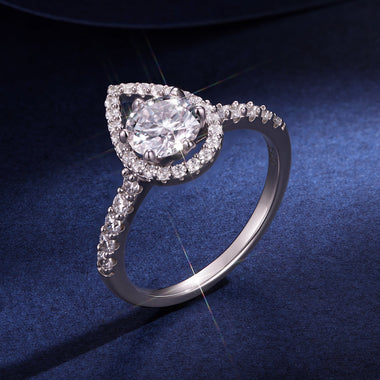 925 Sterling Silver Moissanite 1 Carat Pendant Ring Size 6 for Women - 0