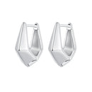 925 Sterling Silver White Gold Plated Earrings 14x6.5mm for Women-1