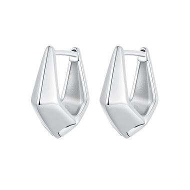 925 Sterling Silver White Gold Plated Earrings 14x6.5mm for Women