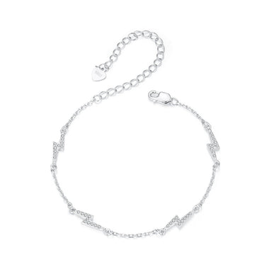 925 Sterling Silver Pave Setting CZ Bracelet with White Gold Plating - 0